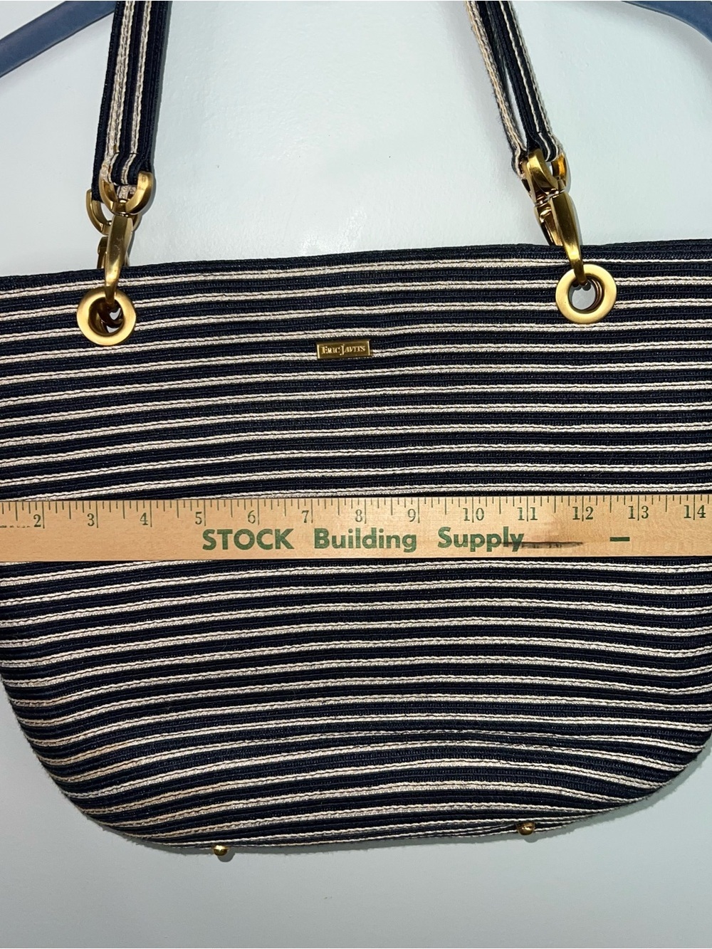 Eric Javits New York Navy Ivory Striped Squishee Tote Shoulder Bag Resort - Picture 6 of 12